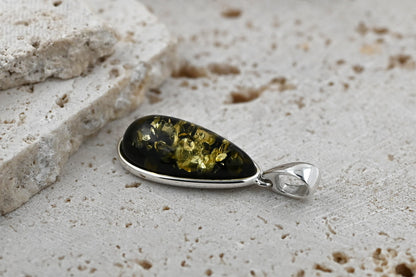 Amber Rosa Pendant, Green, Silver 925