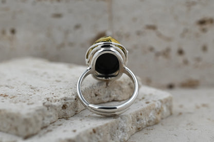 Pierścionek Bursztynowa Harmonia, Zielony, Srebro 925